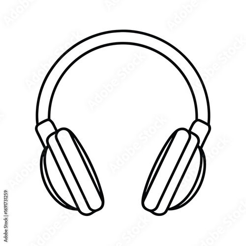Simple line art icon of headphones audio sound