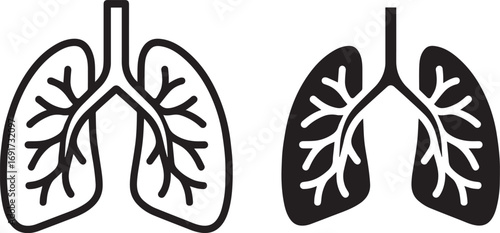 lung vector in black and white