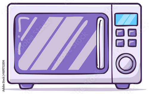 Microwave Oven Illustration Appliance Kitchen Tool with Display Buttons Dial