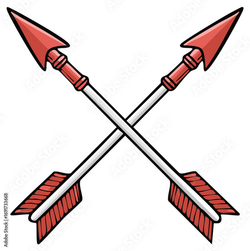 Stylized Pair of Red and White Arrows Crossed in a Symbolic X Pattern Illustration