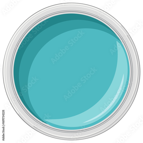 Open Can of Turquoise Paint with Liquid Reflecting Light