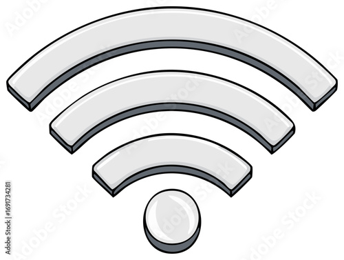 Wireless internet connection Wi-Fi symbol with waves illustration