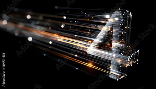 Abstract digital number four in motion