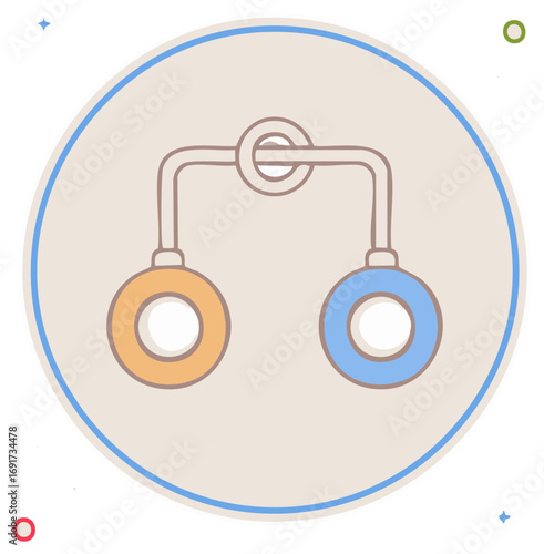 Abstract Connected Rings with Knot Symbolism and Color Contrast