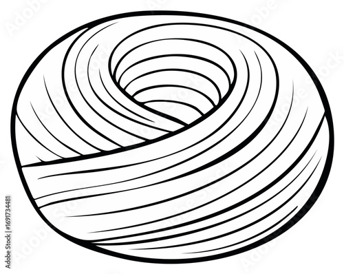 Minimalist Graphic Illustration of Coiled Pasta Noodles or Spaghetti