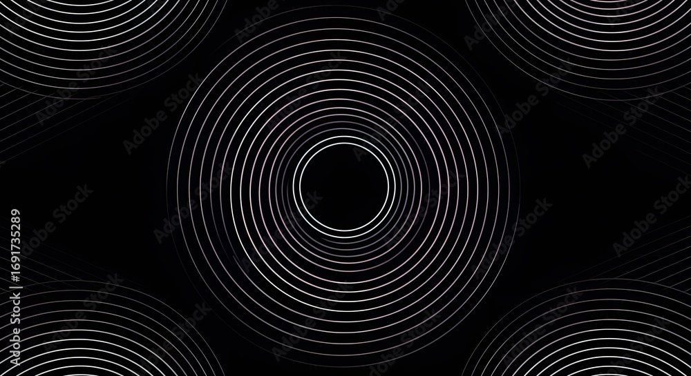 Abstract Circles Pattern on Black Background Concentric Design Abstract Circles Pattern on Black Background Concentric Design