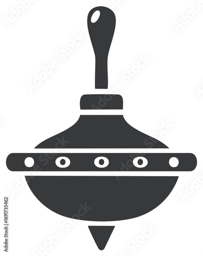 Classic spinning top toy icon representing childhood games play and fun activity