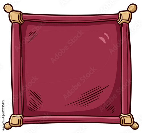 Ornate Red Velvet Banner Display with Golden Corners