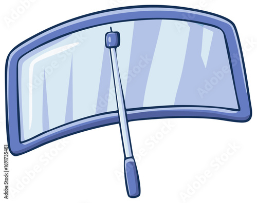 Cartoon illustration of a car windshield with a single wiper blade for cleaning glass