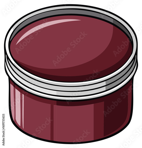 Isometric Maroon Jar with Threaded Lid Container Isolated Vector Illustration