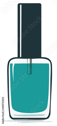 Teal nail polish bottle illustration for beauty and manicure concept