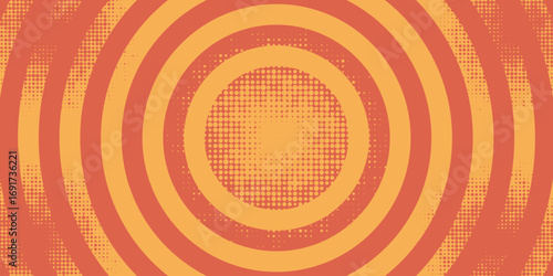 Abstract background with a cool 70s hippie-style colorful swirl concept and dotted decoration. Trendy vector design in retro style. Vector Illustration