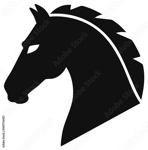 Horse head silhouette design element in black color, illustration, logo, icon, vector