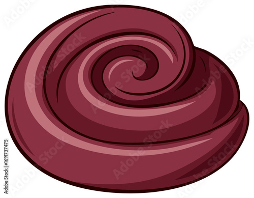 Creamy dark chocolate frosting swirl vector illustration for dessert design