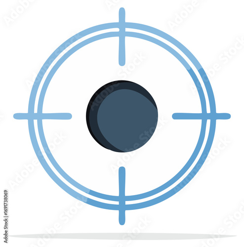 Target crosshairs with a dark circle at the center in a clean flat illustration style
