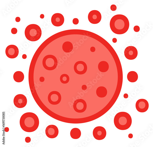 Stylized Red Virus Cell or Pathogen Icon for Medical and Scientific Concepts