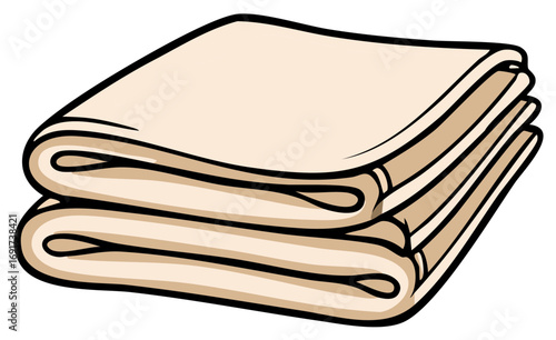 Clean neatly folded beige towels stacked cartoon vector illustration