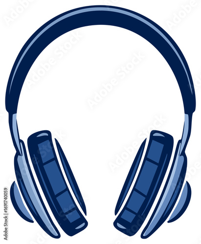 Stylized Blue Headphones Icon for Music and Audio Concepts