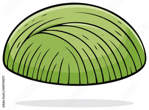 Cartoon style wasabi dome with green color gradient and black outline on a white background