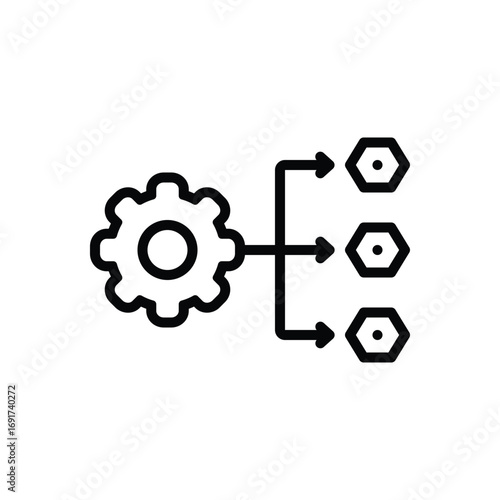 Black line icon for workflow efficiency