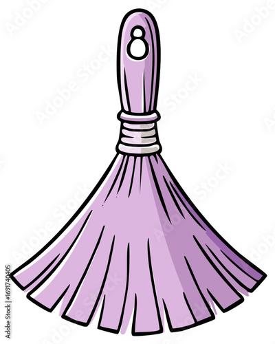 Cute purple hand duster cartoon illustration for domestic cleaning tasks and household chores