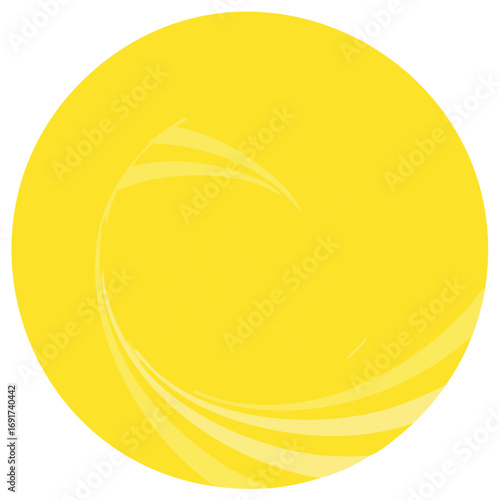 Vibrant yellow circle with a swirling pattern of bright yellow lines forming a vortex