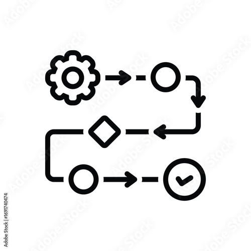 Black line icon for workflow optimization