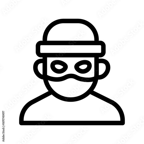 Burglar with Mask Line Icon of Security Systems (Home) Icon Set