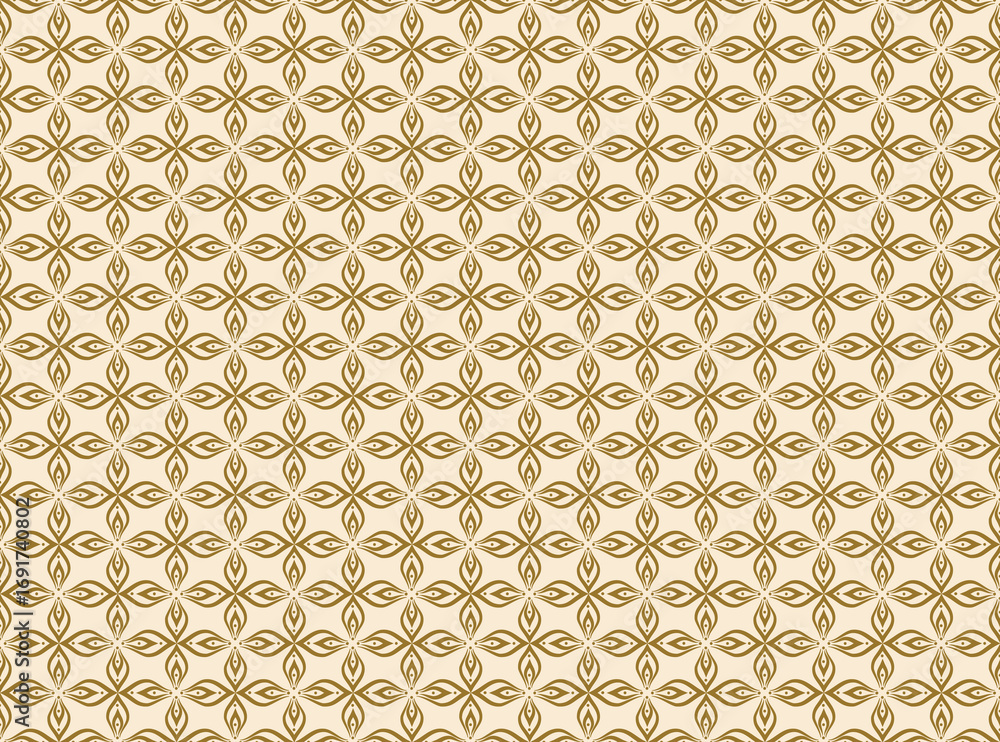 Fototapeta premium Golden floral batik pattern on a white background