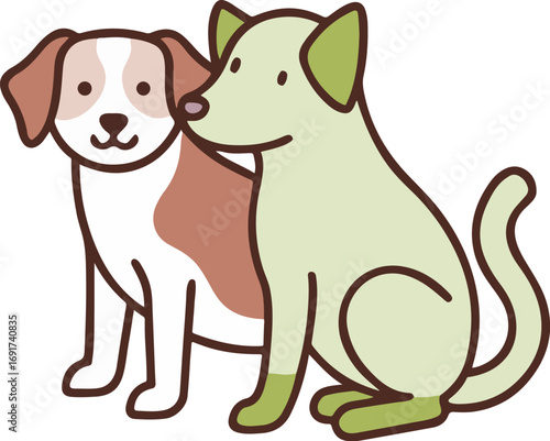 cat and dog colourful vector