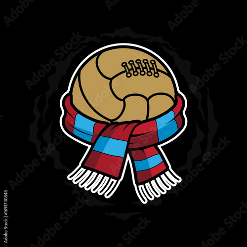 modern football with scarves ultras hooligan logo vector design