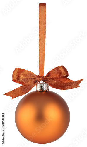 PNG A matte orange Christmas ornament ball christmas elegant hanging.