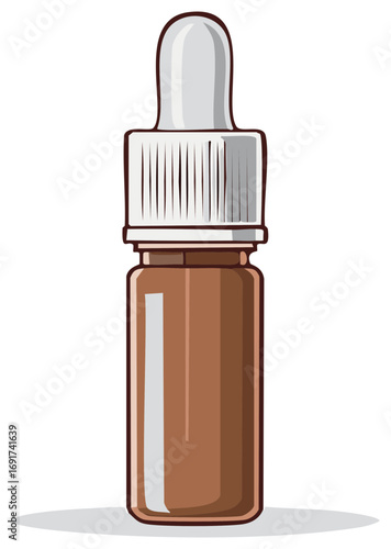 Illustration of an amber glass dropper bottle for serum or essential oil