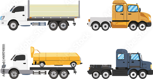set of trucks vector