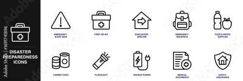 Disaster Preparedness Line Icon Set