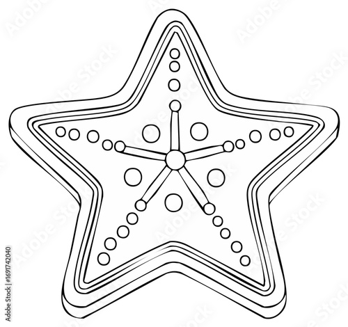 Black and white starfish graphic illustration for marine and nautical concepts