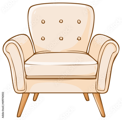 Vintage Armchair Illustration Home Comfort Elegant Furniture Living Room Cozy Retro Design
