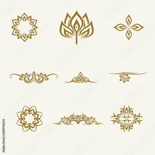 Ornamental Floral Vector Set – Decorative Vintage Frame and Border Elements