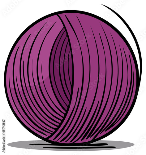 Vector illustration of a purple ball of yarn for knitting and crafting hobbies