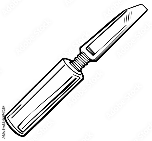 Drawn illustration of a tube with screw joint and flat end