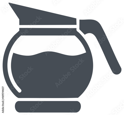 Hot coffee beverage pitcher icon design for morning drink or tea service