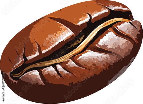 Roasted bean with central groove for youth-focused content on food and creativity
