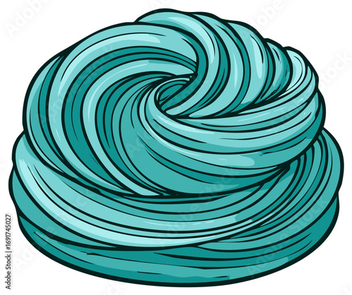 Blue slime toy illustration. Childlike fun concept. Artistic cartoon design. Close up.