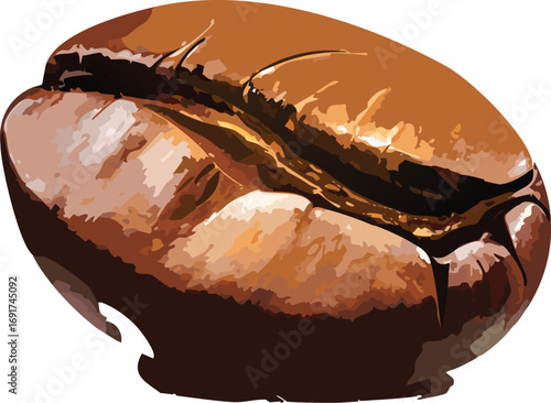 A single coffee bean as a symbol of energy, focus, and creative exploration
Glossy coffee bean vector promotes mindfulness and food appreciation in youth