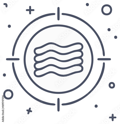 Target crosshairs symbol over abstract wavy lines icon