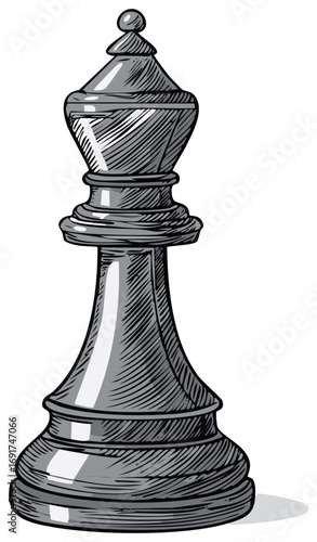 Stylized Chess Piece Illustration Silver King Figure Abstract Game Strategy Decision Making Challenge Competition