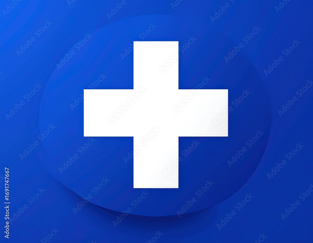 Fototapeta premium Medical cross icon on blue background