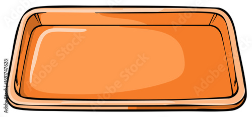 Bright orange empty plastic serving tray illustration for food service or cafeteria