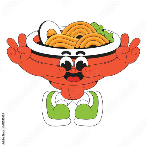 Noodle mascot character cartoon illustration
