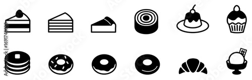 カフェ・喫茶店・ケーキショップのお菓子のイラストセット